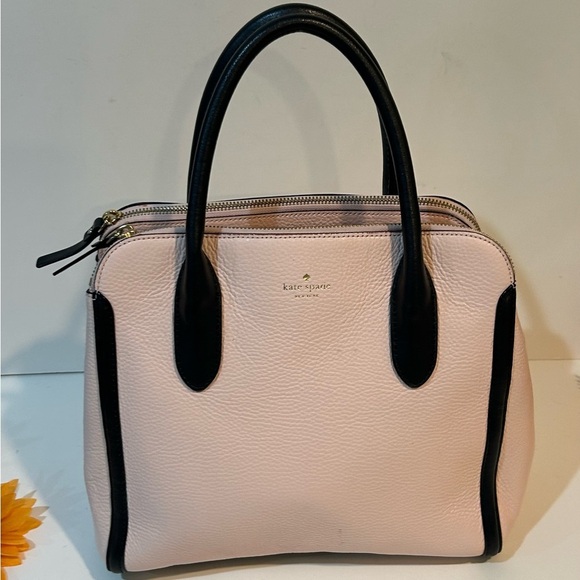 Kate Spade Pink & Black Leather handbag Satchel - Picture 1 of 9